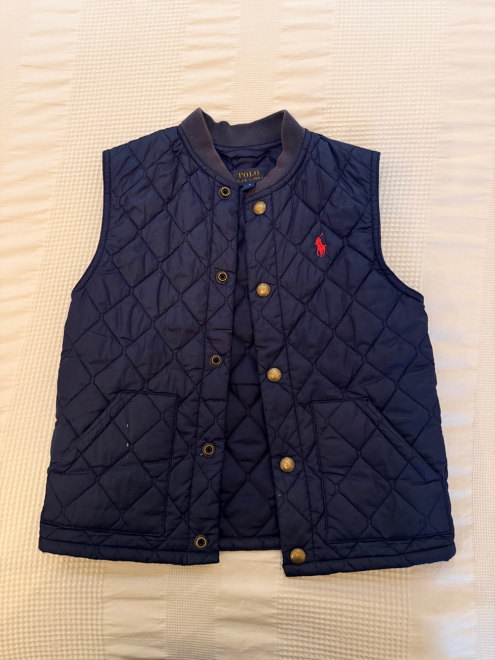 Polo by Ralph Lauren Navy Quilted Bomber Vest with Red Pony